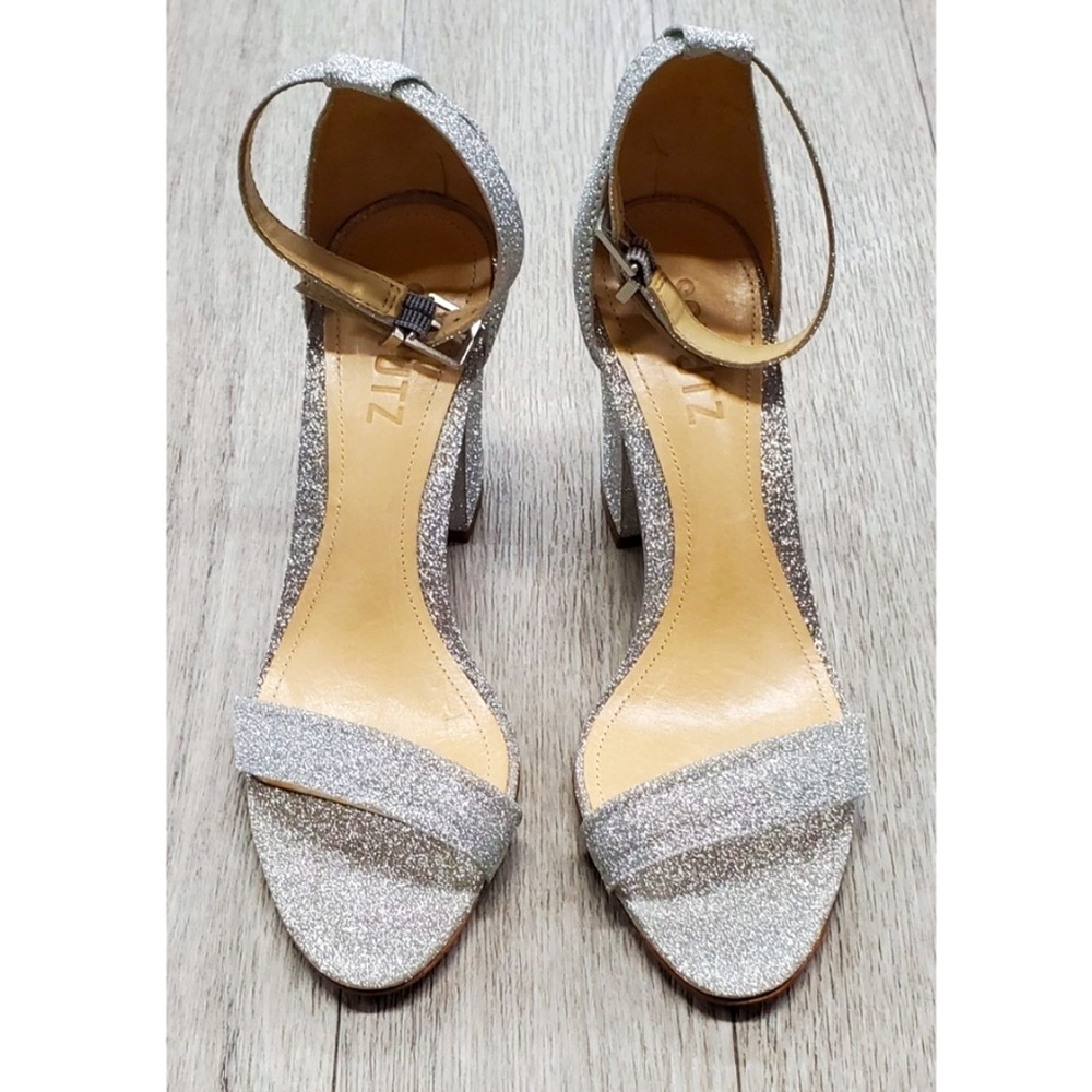 Schutz silver glitter Jenny lee heels